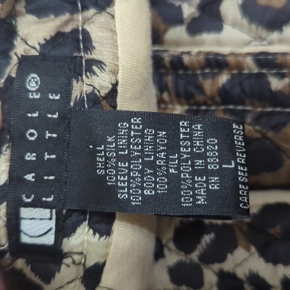Vintage Carole Little Silk Quilted Leopard Print Cardigan Jacket Women’s L - Picture 9 of 10